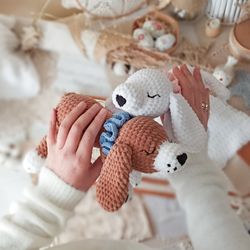 Crochet dog pattern, crochet stuffed animals, sleeping puppy pattern, amigurumi plush dog, crochet dog plush,