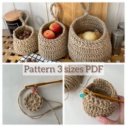 crochet basket pattern pdf diy home storage and organization crochet chart wall hanging step by step instruction
