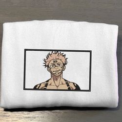 sukuna embroidered crewneck, jujutsu kaisen embroidered sweatshirt, inspired embroidered manga anime hoodie