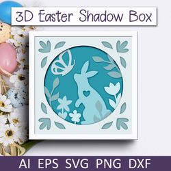 3d easter shadow box svg, Layered easter paper cut mandala, Light box dxf