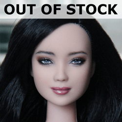 ooak custom barbie brunette asian doll lea head repaint