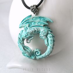 The treasure guardian dragon - fantasy pendant