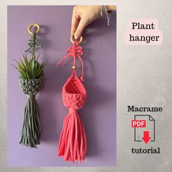 Macrame plant hanger PDF tutorial, Pod Hanging basket, Plant hanger, Macrame pattern, Instruction macrame for Beginner,
