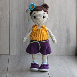 Crochet handmade doll with clothes, Crochet Girl Toy, for daughter, 1st birthday gift, Gift for girls, for daughter