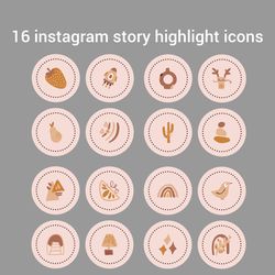 16 boho instagram story icons. abstract highlight instagram. instagram highlight icons in a circle digital download