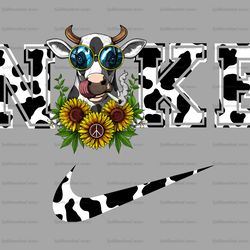 trendy hippie cow nike png x nike png, logo brand png, cow nike png, nike png, instant download, sublimation