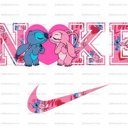 Stitch And Angel Lovers x Nike Png, Logo Brand Png, Stitchj And Angel Png, Nike Png, Instant Download, Sublimation