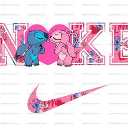 stitch and angel lovers x nike png, logo brand png, stitchj and angel png, nike png, instant download, sublimation