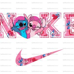 Stitch And Angel Heart x Nike Png, Logo Brand Png, Stitch Angel Love Heart Png, Nike Png, Instant Download, Sublimation
