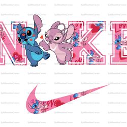 Stitch And Angel Kiss x Nike Png, Logo Brand Png, Stitch Angel Lovers Png, Nike Png, Instant Download, Sublimation