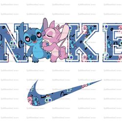 Stitch And Angel Kiss Love x Nike Png, Logo Brand Png, Lilo And Stitch Png, Nike Png, Instant Download, Sublimation