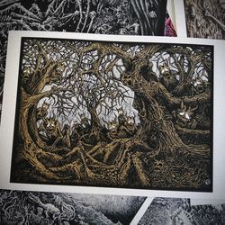 deep in a forest - dark art print