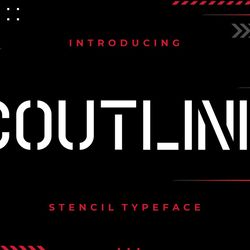 coutline stencil typeface trending fonts - digital font