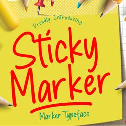 sticky marker typeface trending fonts - digital font
