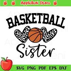 basketball sister svg, sport svg, leopard heart svg, leopard print svg