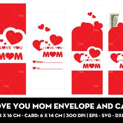 I love you mom envelope and card