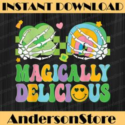 magically delicious hippie png, st patrick's day skeleton charms png, digital file, png high quality, sublimation