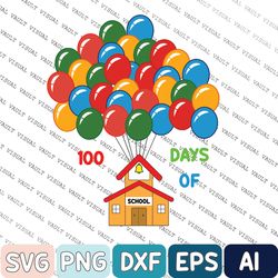 100 Days of School Balloons Png, 100th Day of School Png, Cute Png, I Survived 100 Days, 100 Days Of School Png