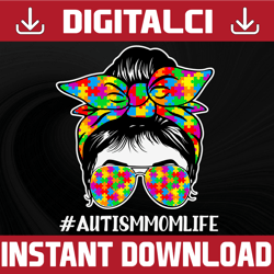 autismmomlife messy bun png image, png, sublimation png, digital download