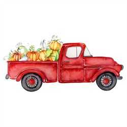 Red Harvest Truck Pumpkins To Prepare For Thanksgiving Day Svg