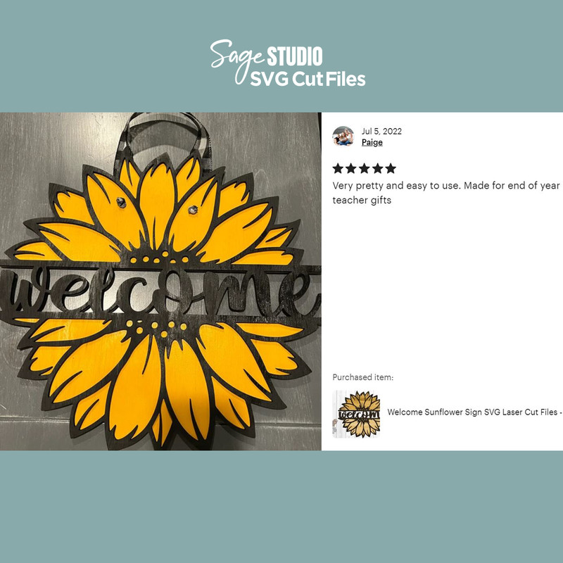 Welcome Sunflower Sign SVG Glowforge File Laser Cut Files 9 SS.png