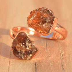 Raw Hessonite Garnet Ring, Raw Gemstone Ring, Raw Stone Ring, Rough Crystal Ring, Red Stone Ring, Electroformed Jewelry