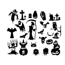 Collection Halloween Silhouettes Halloween Decoration Icons Bundle Svg