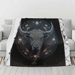 Flannel Breathable Blanket 4 Sizes Blanket with a Zodiac Sign print Taurus