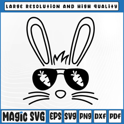 bunny face easter day sunglasses svg, bunny with glasses, kid's easter design, digital download