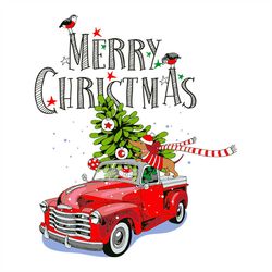 Christmas Card Red Retro Truck Fir svg, Christmas Svg, Christmas Truck Svg, Red Truck Svg, Christmas Tree Svg, Christmas