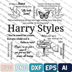Harry Styles Mixed Lyric Black Svg, Harry Styles Lyrics Svg, Harry Styles Fan Merch Svg.