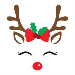 Vector Illustration Cute Reindeer Face Christmas svg, Christmas Svg, Reindeer Svg, Christmas Reindeer Svg, Christmas Gif