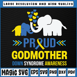 proud godmother down syndrome awareness svg, blue yellow ribbon svg, digital download