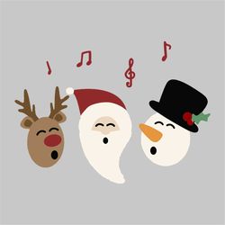 Santa Reindeer and Snowman Singing svg, Christmas Svg, Snowman Svg, Reindeer Svg, Singing Svg, Christmas Gift Svg, Merry