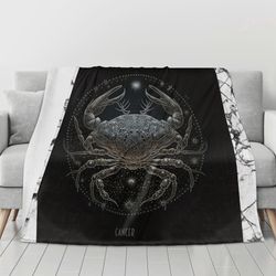 Flannel Breathable Blanket 4 Sizes Blanket with a Zodiac Sign print Cancer