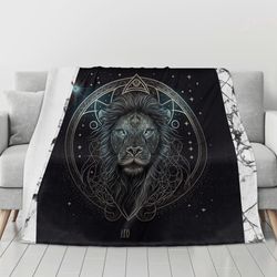 Flannel Breathable Blanket 4 Sizes Blanket with a Zodiac Sign print Leo