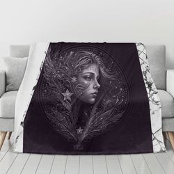 Flannel Breathable Blanket 4 Sizes Blanket with a Zodiac Sign print Virgo