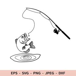Fishing Rod Svg Dad Dxf File for Cricut Laser Bass Fish Svg Silhouette