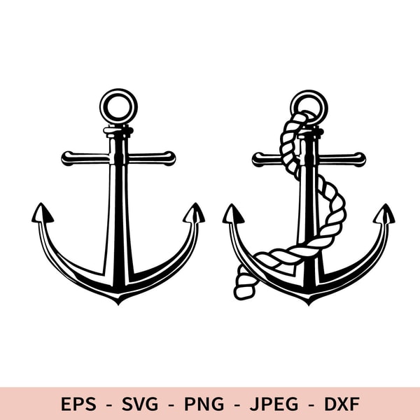 Anchor Svg Anchor rope File for Cricut dxf for laser cut Nau - Inspire ...