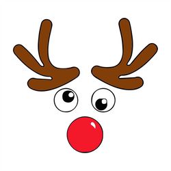 A Red Nose Reindeer Face svg, Christmas Svg, Christmas Gift Svg, Merry Christmas Svg, Christmas Day Svg, Reindeer Svg, C