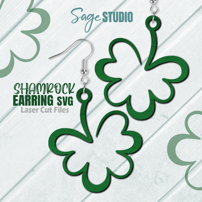 Shamrock Earring SVG Laser Cut Files St Patricks Day SVG Earrings SVG Glowforge Files SS.png
