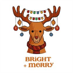 Bright And Merry Christmas Reindeer svg, Christmas Svg, Christmas Gift Svg, Merry Christmas Svg, Christmas Day Svg, Rein
