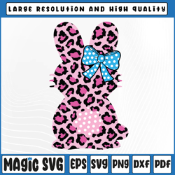 Pink Leopard Easter Svg, Png, Bunny Ribbon Cute Svg, Bunny Rabbit Png, Digital Download