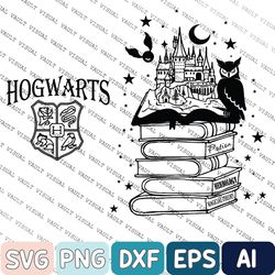 wizard castle book svg, hogwarts svg, bookish reader svg, wizard svg, book reading magic svg, bookish svg