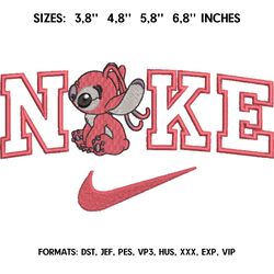 nike stitch angel embroidery design file pes. lilo and stitch embroidery design. logo nike embroidery, anime pes design