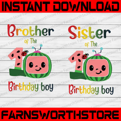 cocomelon brother and sister of birthday boy svg, coco melon svg, cocomelon bundle svg, cocomelon birthday svg