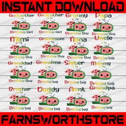 bundle 16 files cocomelon of birthday boy svg, coco melon svg, cocomelon bundle svg, cocomelon birthday svg, watermelon
