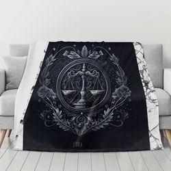 Flannel Breathable Blanket 4 Sizes Blanket with a Zodiac Sign print Libra