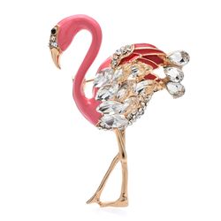 Flamingo brooch, Pink pin, Enamel jewelry
