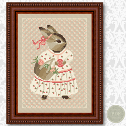 Easter Cross Stitch Pattern Bunny and Easter Eggs Cross Stitch Pattern Primitive Cross Stitch PDF Download 299